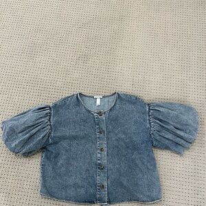 Denim Puff Sleeve Top